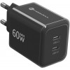 Forcell F-Energy GaN III VT-60 60W PD QC 4.0+ 2x USB-C Black mains charger + USB-C cable