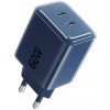 Forcell F-Energy GaN III VT-60 60W PD QC 4.0+ 2x USB-C mains charger navy blue + USB-C cable