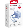 Forcell F-Energy GaN III VT-60 60W PD QC 4.0+ 2x USB-C mains charger blue + USB-C cable