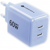 Forcell F-Energy GaN III VT-60 60W PD QC 4.0+ 2x USB-C mains charger blue + USB-C cable