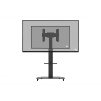 celexon Professional Adjust-3770MP TV Trolley for Flat Screens 32-70 Inch (81.3-177.8 cm), Anodised Aluminium and Frosted Glass, Black
