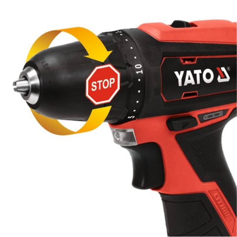 YATO YT-82901 Cordless Drill Driver, 12 V, 30 Nm, 1 x 2.0 Ah Li-Ion