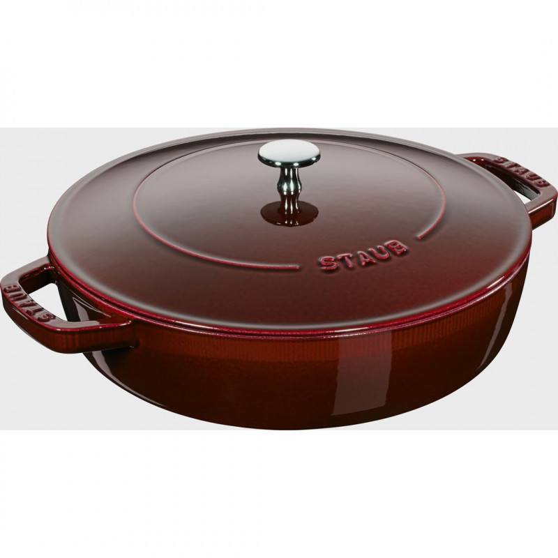 STAUB Cast iron stewing pan with lid 24 cm, grenadine