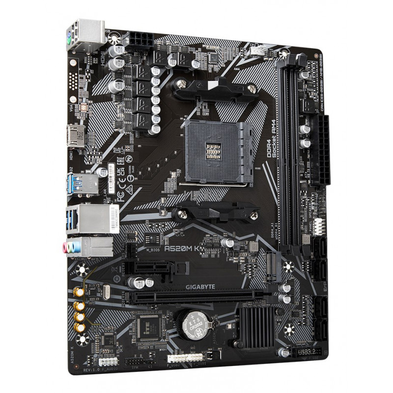 Gigabyte A520M K motherboard, AMD A520, AM4, mATX