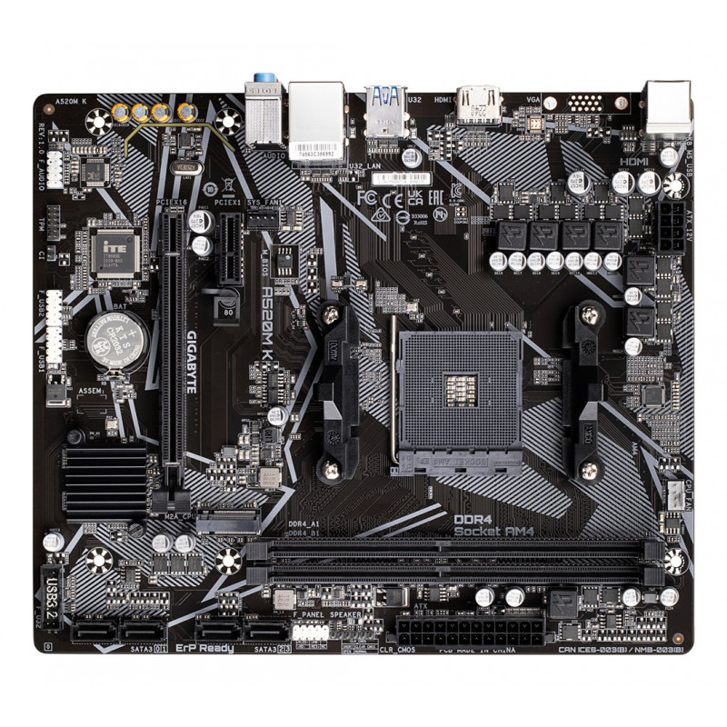 Gigabyte A520M K motherboard, AMD A520, AM4, mATX