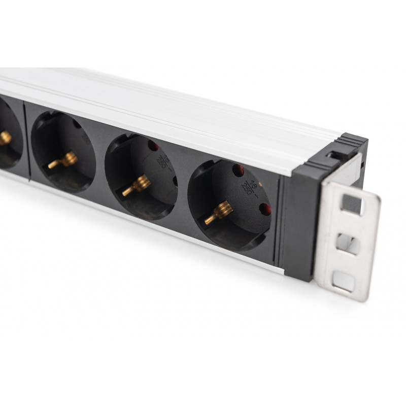 Digitus DN-95432 19 inch Rack PDU, 6x Schuko, 2 m Cable, Schuko Plug, 16 A, Surge Protection & Filter