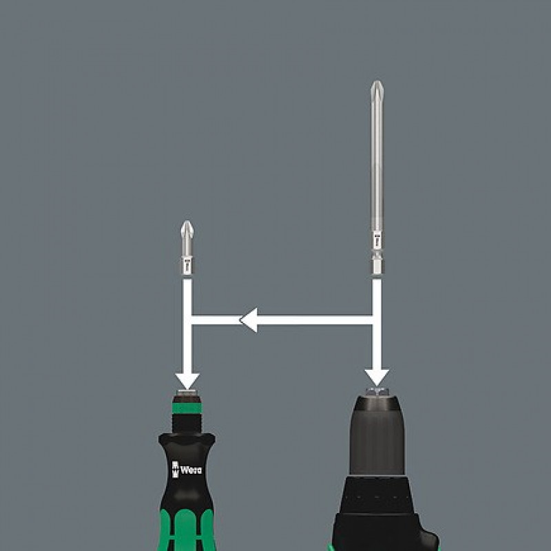 Wera Screwdriver Handle with 1/4 inch Magnetic Bit Holder + 6 Bits