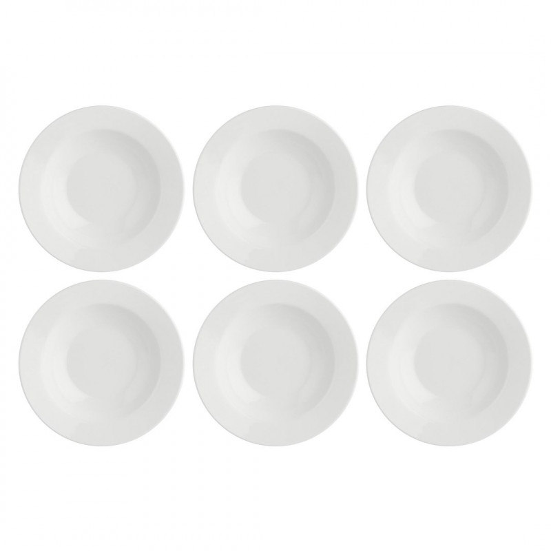 La Porcellana Bianca Essenziale Rimmed Soup Plates, Set of 6, 23 cm
