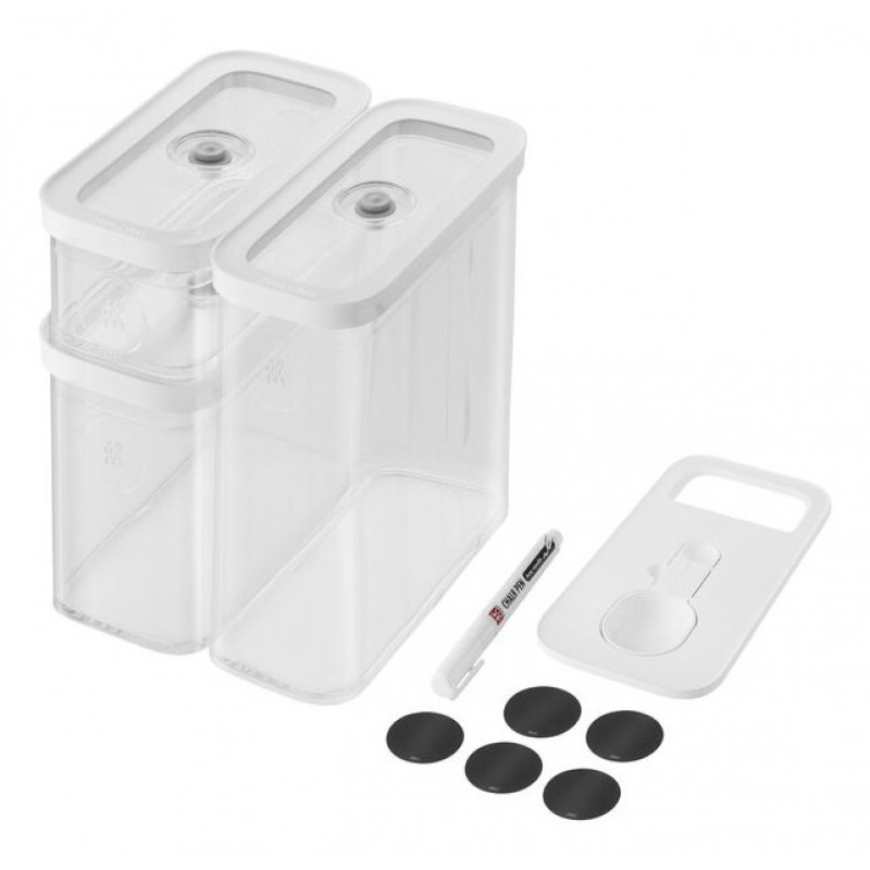 ZWILLING 1026082 Rectangular Food Storage Containers, 5.4 L, Transparent/White, 5 pcs