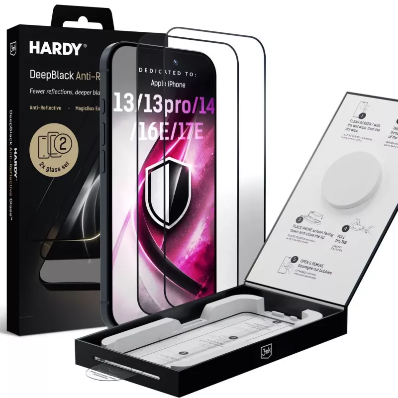 3mk DeepBlack Anti-Reflective Glass Screen Protector for Apple iPhone 13 / 13 Pro / 14 / 16e / 17e