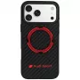 Audi RSQ Carbon Fiber Sport Red Circle MagSafe Case for iPhone 18 Pro Max / 17 Pro Max, Black