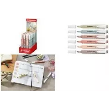 STABILO swing cool NatureCOLORS Highlighter, 16-Piece Display, Chisel Tip 1.0-4.0 mm (275/16-9)