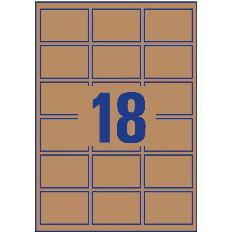 Avery Zweckform L7110-25 Labels, Permanent Adhesive, Natural Brown, 62 x 42 mm, 450 pcs (25 sheets x 18)