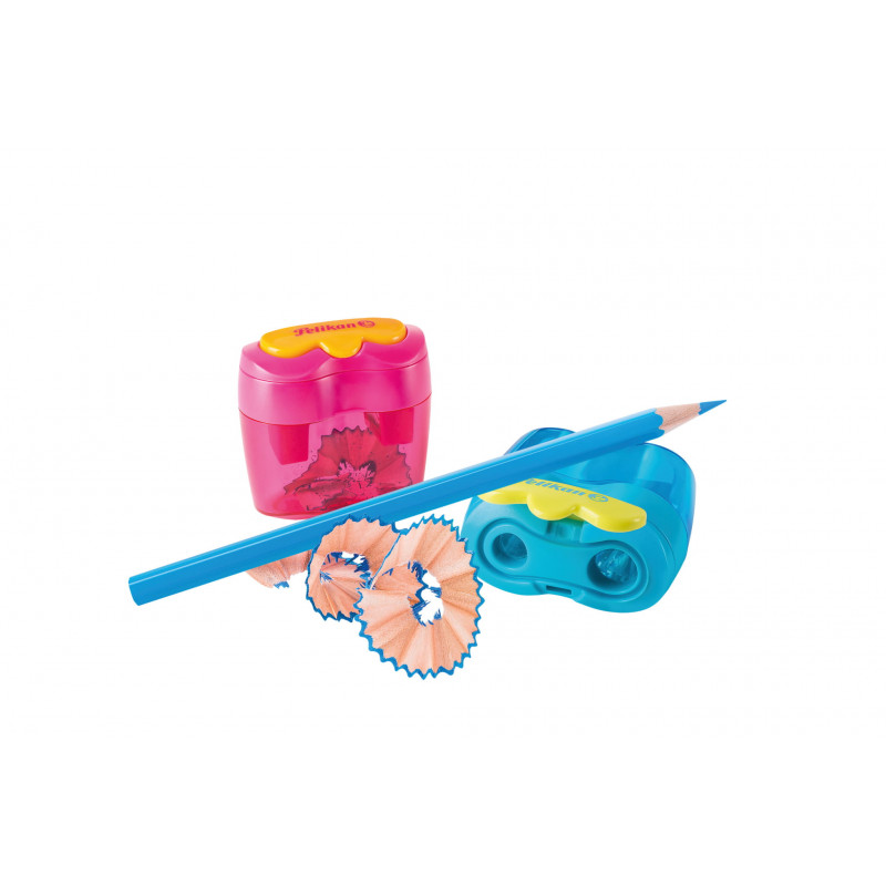 Pelikan Flower Double-Hole Pencil Sharpener with Container, Blue (700702)