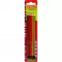 herlitz Scolair Graphite Pencil, Hexagonal, Lacquered Wood, Break-Resistant Lead, Dipped Cap, Assorted, 4 Pieces
