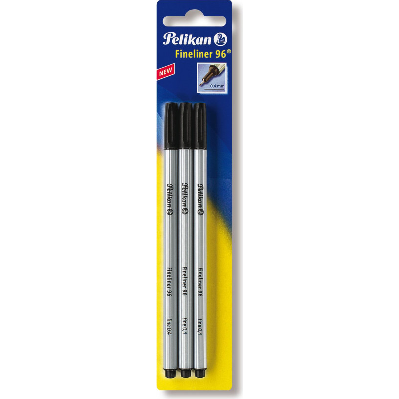 Pelikan Fineliner 96, Black, Metal-Clad Tip, Document-Proof Light-Resistant Ink