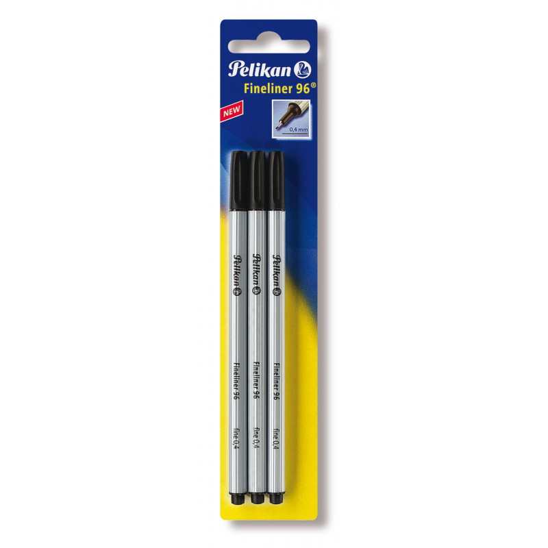 Pelikan Fineliner 96, Black, Metal-Clad Tip, Document-Proof Light-Resistant Ink