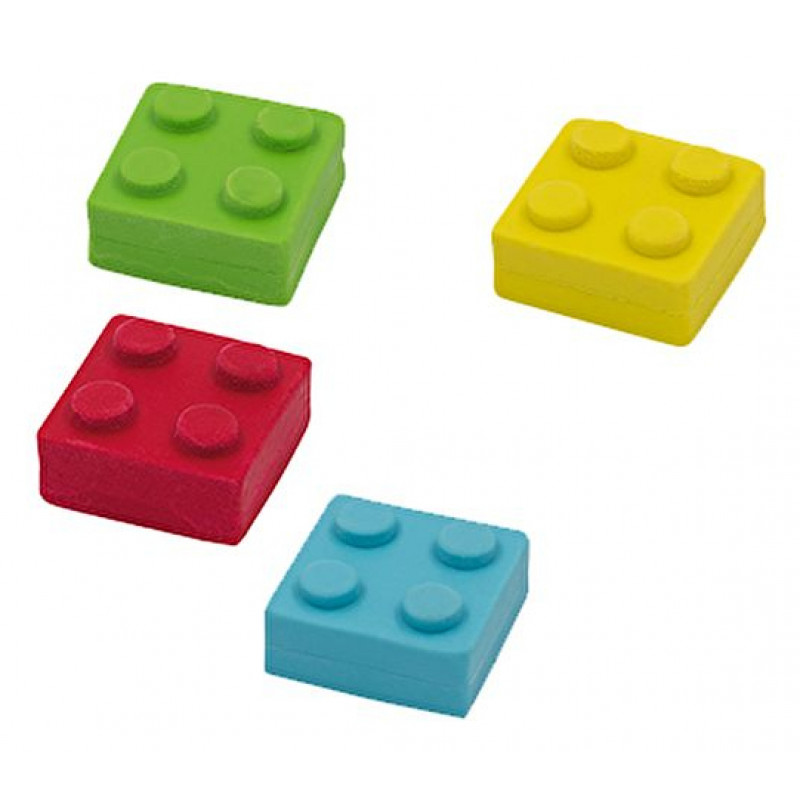 WEDO Bricky Building Block Erasers, 4 Colours, with Sorting Box, 18 pcs