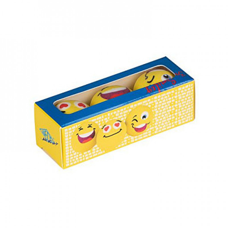 WEDO SMILEY Eraser, Yellow, 3 Designs in One Box