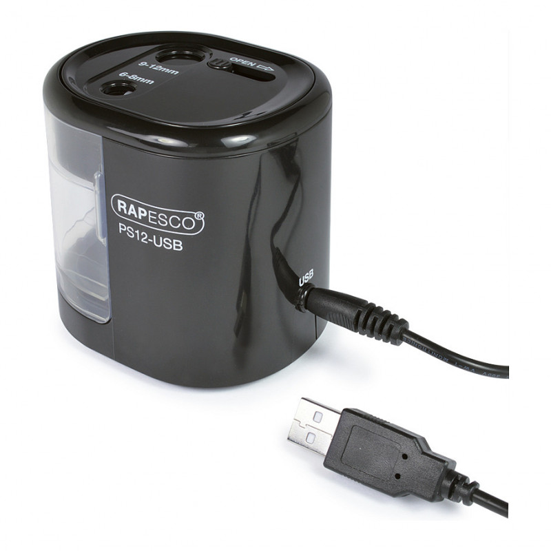 RAPESCO® electric pencil sharpener black/transparent