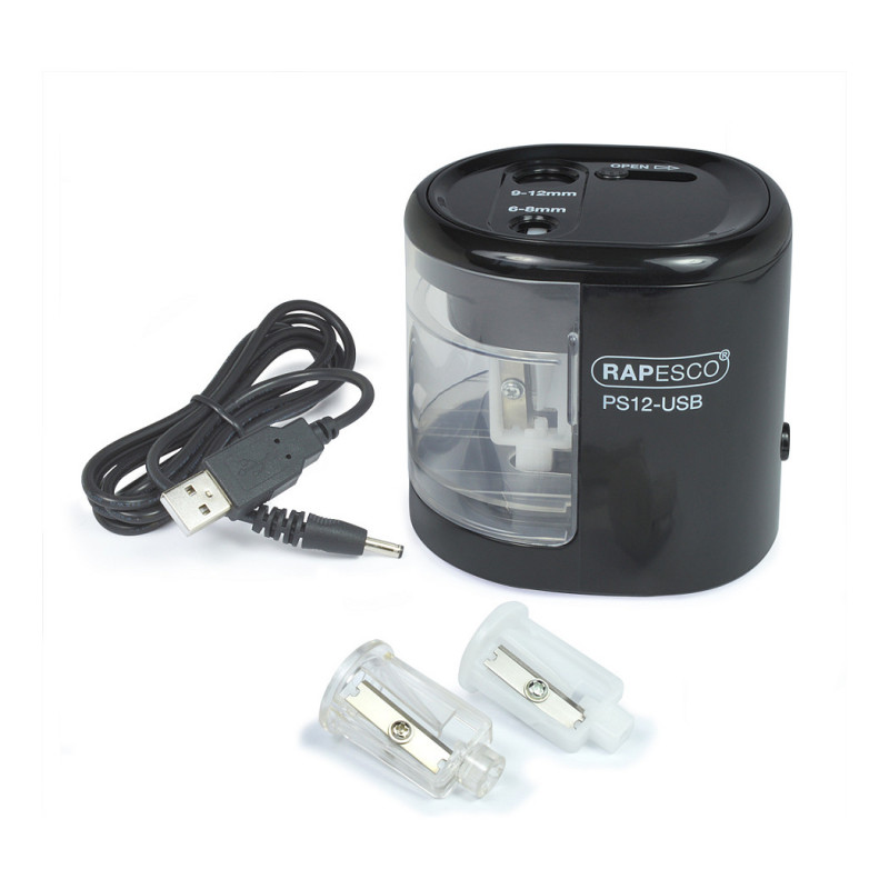 RAPESCO® electric pencil sharpener black/transparent