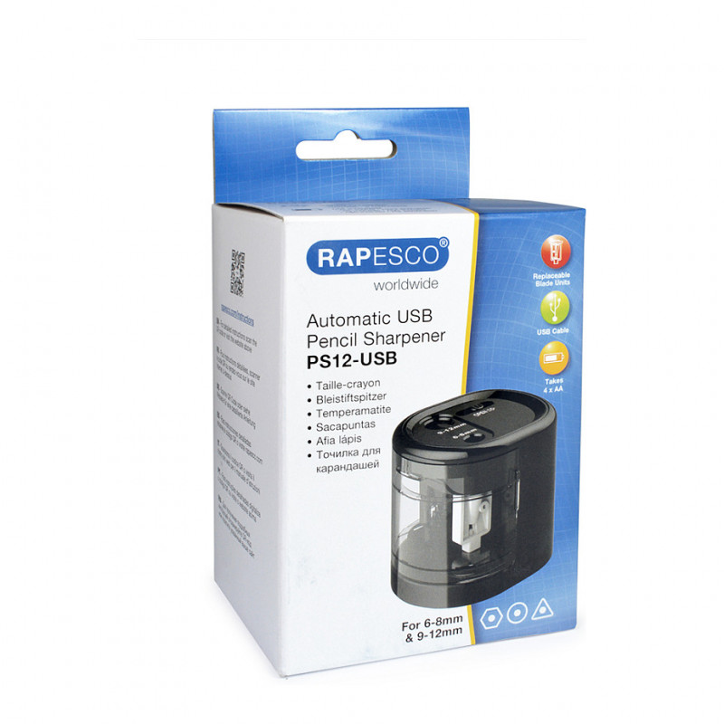 RAPESCO® electric pencil sharpener black/transparent