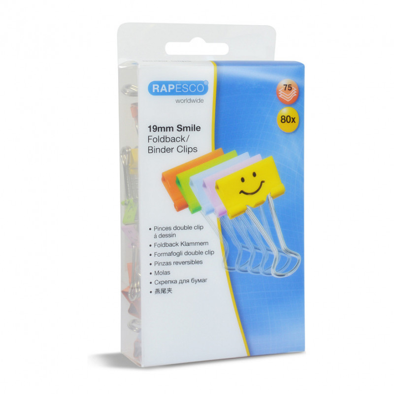 RAPESCO® foldback clips colour assorted 1.9 cm
