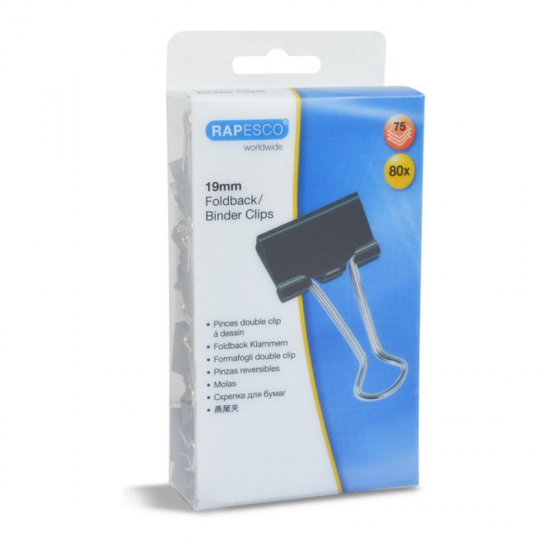 RAPESCO Foldback Clips 1.9 cm, Black