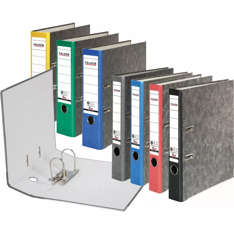 FALKEN Recycling Lever Arch File A4, 8 cm, Yellow Marbled