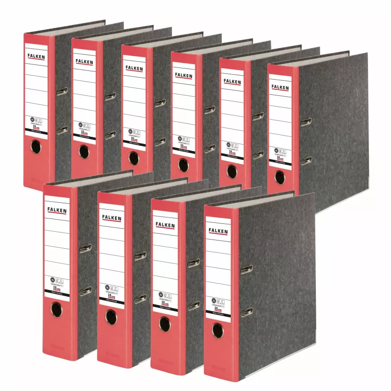 FALKEN Recycling Lever Arch File A4, 8 cm, Red Marbled