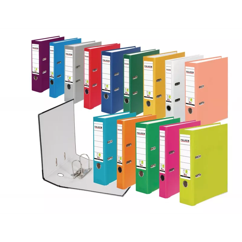 FALKEN Color Lever Arch File, Plastic, 80 mm Spine, DIN A4, Black