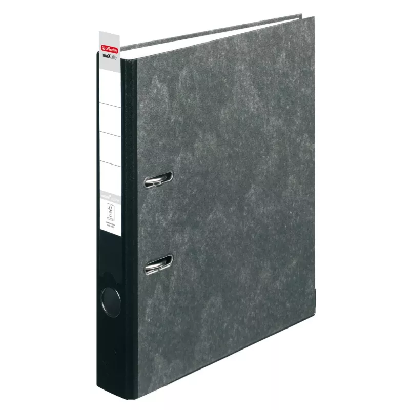 herlitz "maX.file nature" Lever Arch File DIN A4, 5 cm, Black Cloud Marble
