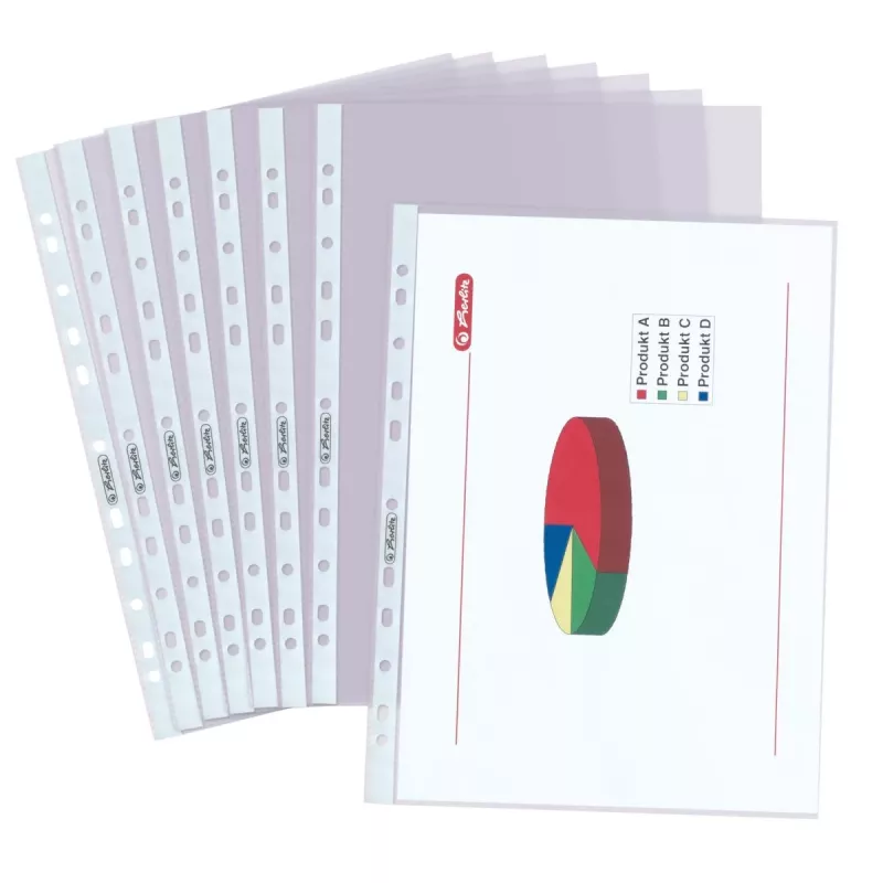 herlitz Sheet Protectors DIN A4, Crystal Clear, 0.085 mm PP, Euro Punched, Open Top