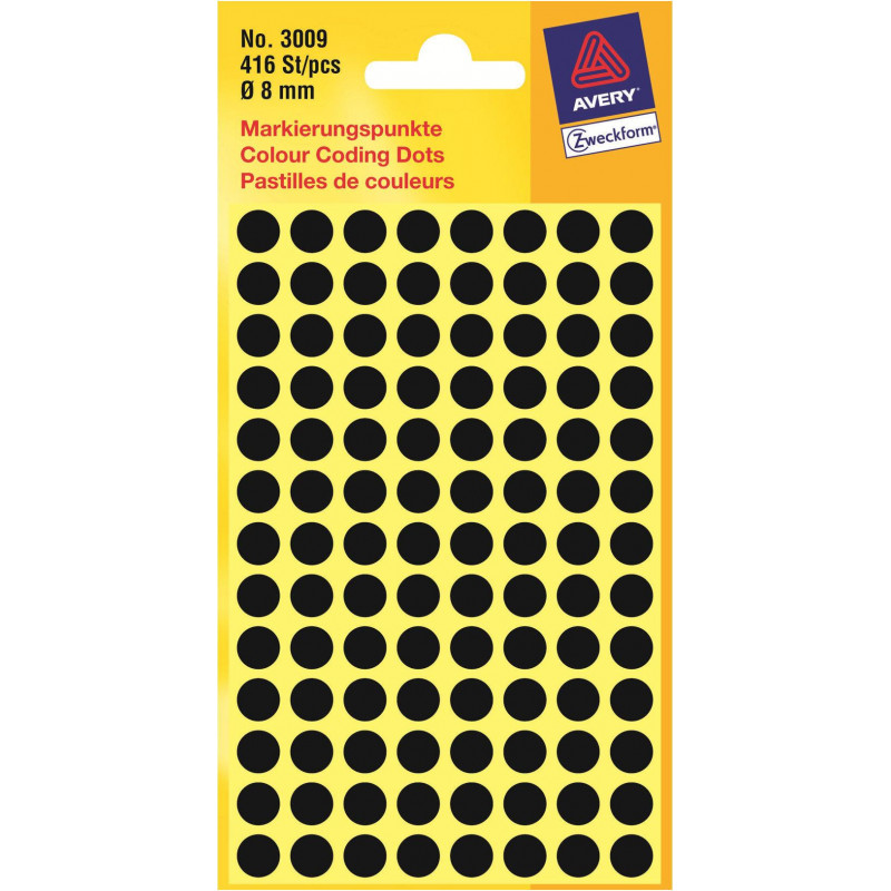 Avery Zweckform Marking Dots 3009, Black, Ø 8 mm, 416 pcs