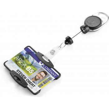 DURABLE Badge Holder with Yo-Yo EXTRA STRONG for 1 Card, Black (868901)