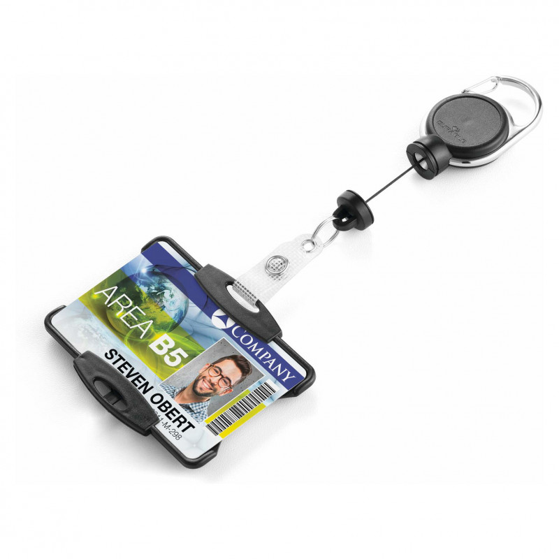 DURABLE Badge Holder with Yo-Yo EXTRA STRONG for 1 Card, Black (868901)