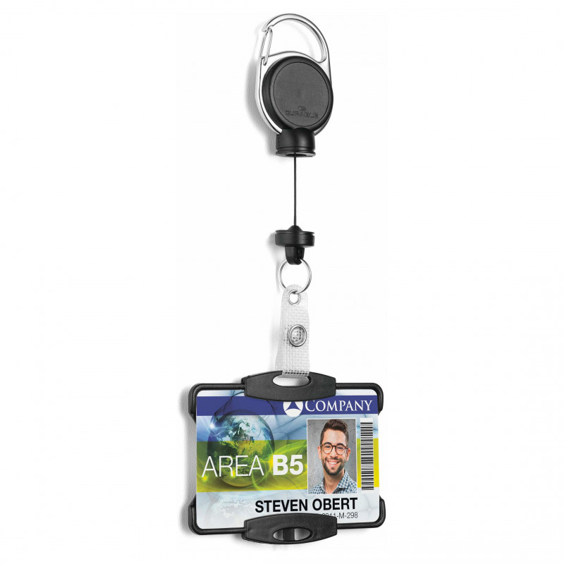 DURABLE Badge Holder with Yo-Yo EXTRA STRONG for 1 Card, Black (868901)
