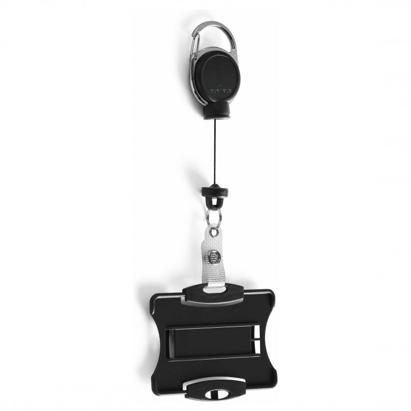 DURABLE Badge Holder with Yo-Yo EXTRA STRONG for 1 Card, Black (868901)