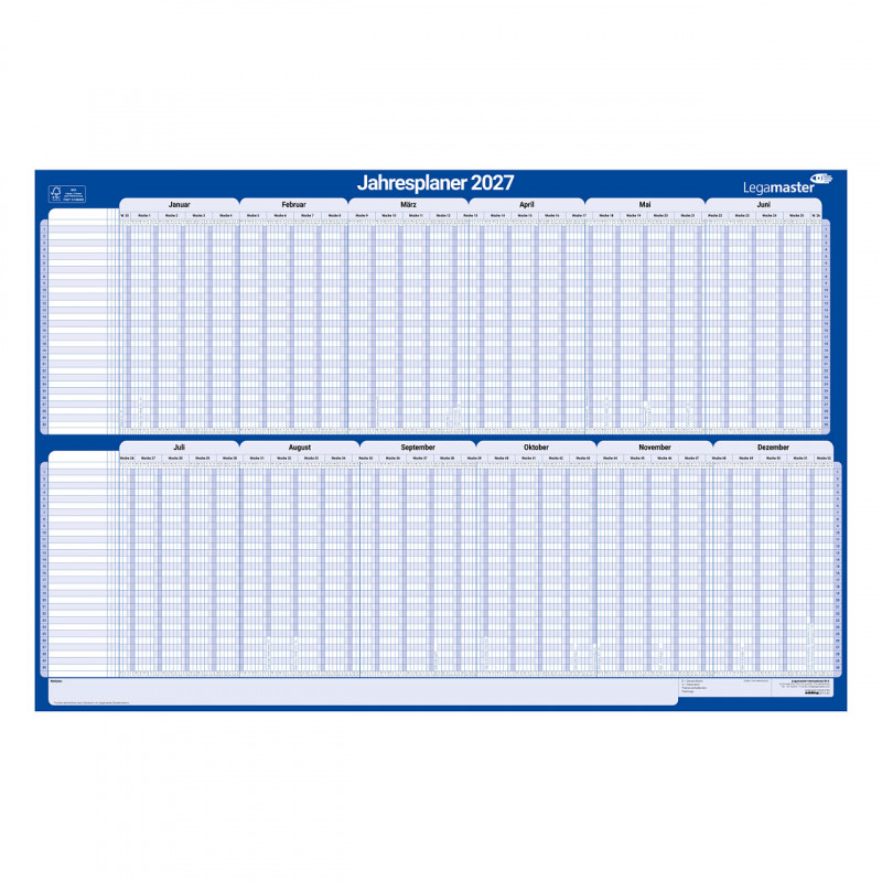 Legamaster Projects Annual Planner, Monthly Layout, 90 x 60 cm