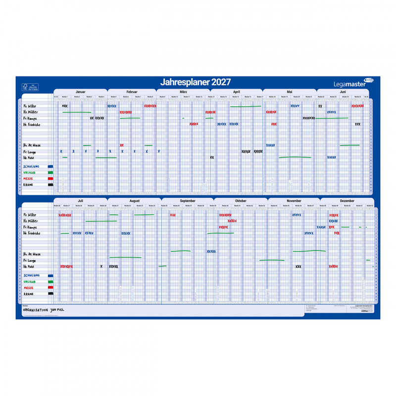 Legamaster Projects Annual Planner, Monthly Layout, 90 x 60 cm