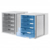 HAN 1450-63 DIN C4 Drawer Box, 5 Closed Drawers, Translucent Clear/Light Grey, 27.5 x 33.0 x 32.0 cm