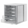 HAN 1450-63 DIN C4 Drawer Box, 5 Closed Drawers, Translucent Clear/Light Grey, 27.5 x 33.0 x 32.0 cm