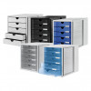 HAN 1450-63 DIN C4 Drawer Box, 5 Closed Drawers, Translucent Clear/Light Grey, 27.5 x 33.0 x 32.0 cm