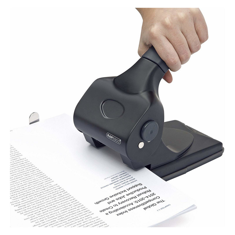 Rapesco ALU 65 File Hole Punch, Black
