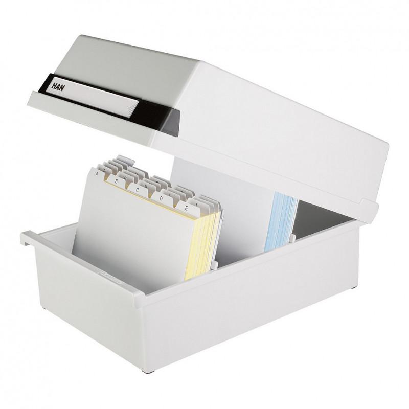 HAN Index Card Box with Lid, DIN A5, for 1,300 Cards, Grey (955-11)
