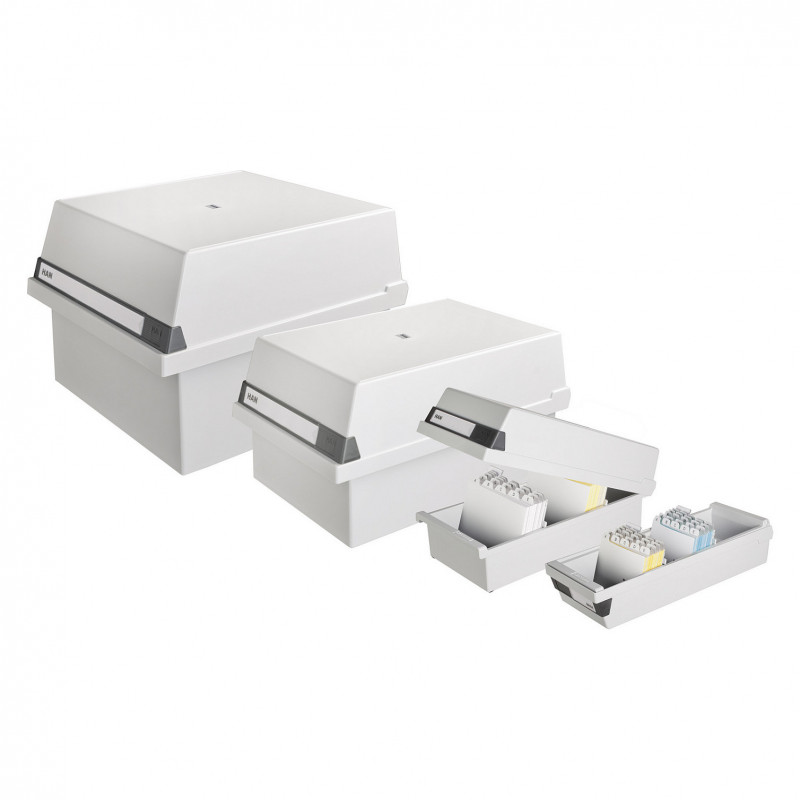 HAN Index Card Box with Lid, DIN A5, for 1,300 Cards, Grey (955-11)