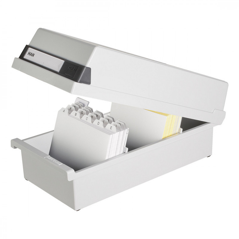 HAN Index Card Box A6 for 1300 Index Cards, Grey