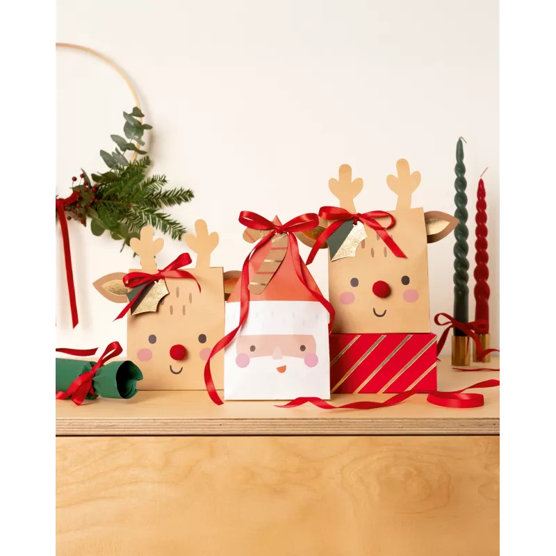 Folia Paper bags Santa & Deer multicoloured