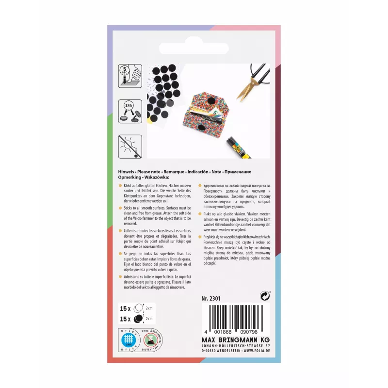 Folia Hook-and-Loop Dots, Black & White (2301)