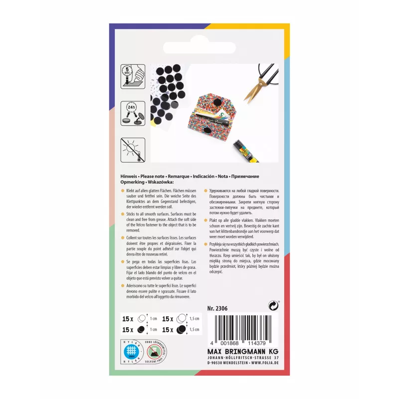 Folia Hook-and-Loop Dots, Black & White (2306)